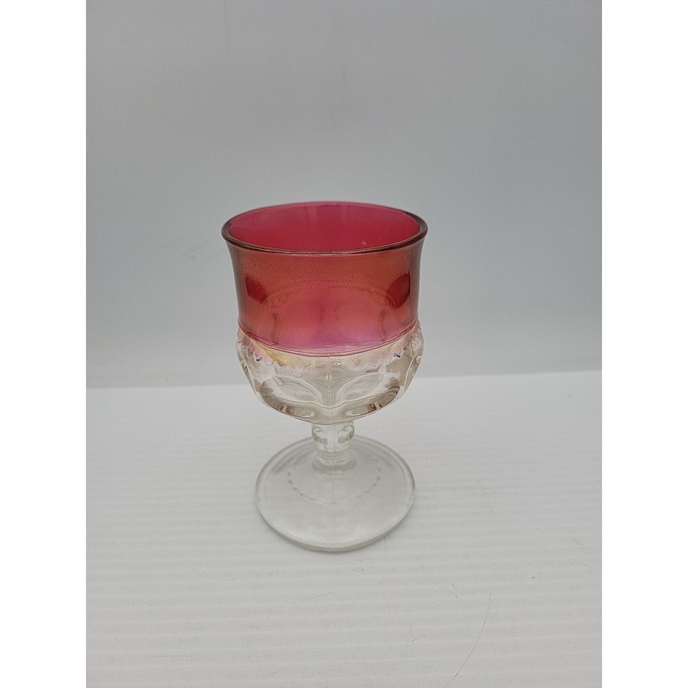 Indiana Glass Kings‎ Crown Thumbprint Ruby Flash 5 5/8 Wine Goblet